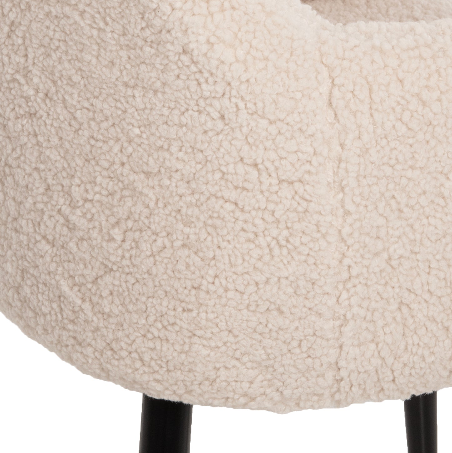Armchair Shelly Hm8591.02 Teddy Fabric In White-black Metal Legs 57x55x87hcm.