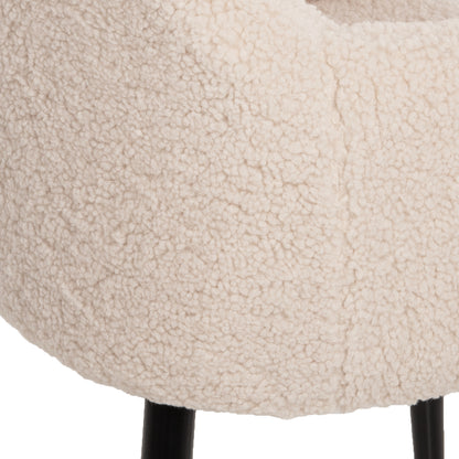 Armchair Shelly Hm8591.02 Teddy Fabric In White-black Metal Legs 57x55x87hcm.
