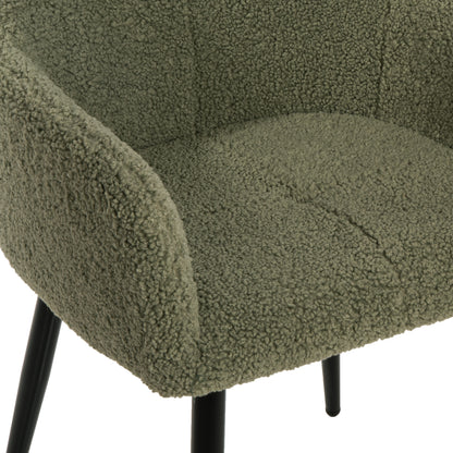 Armchair Shelly Hm8591.03 Teddy Fabric In Pistachio Green-black Metal Legs 57x55x87hcm.