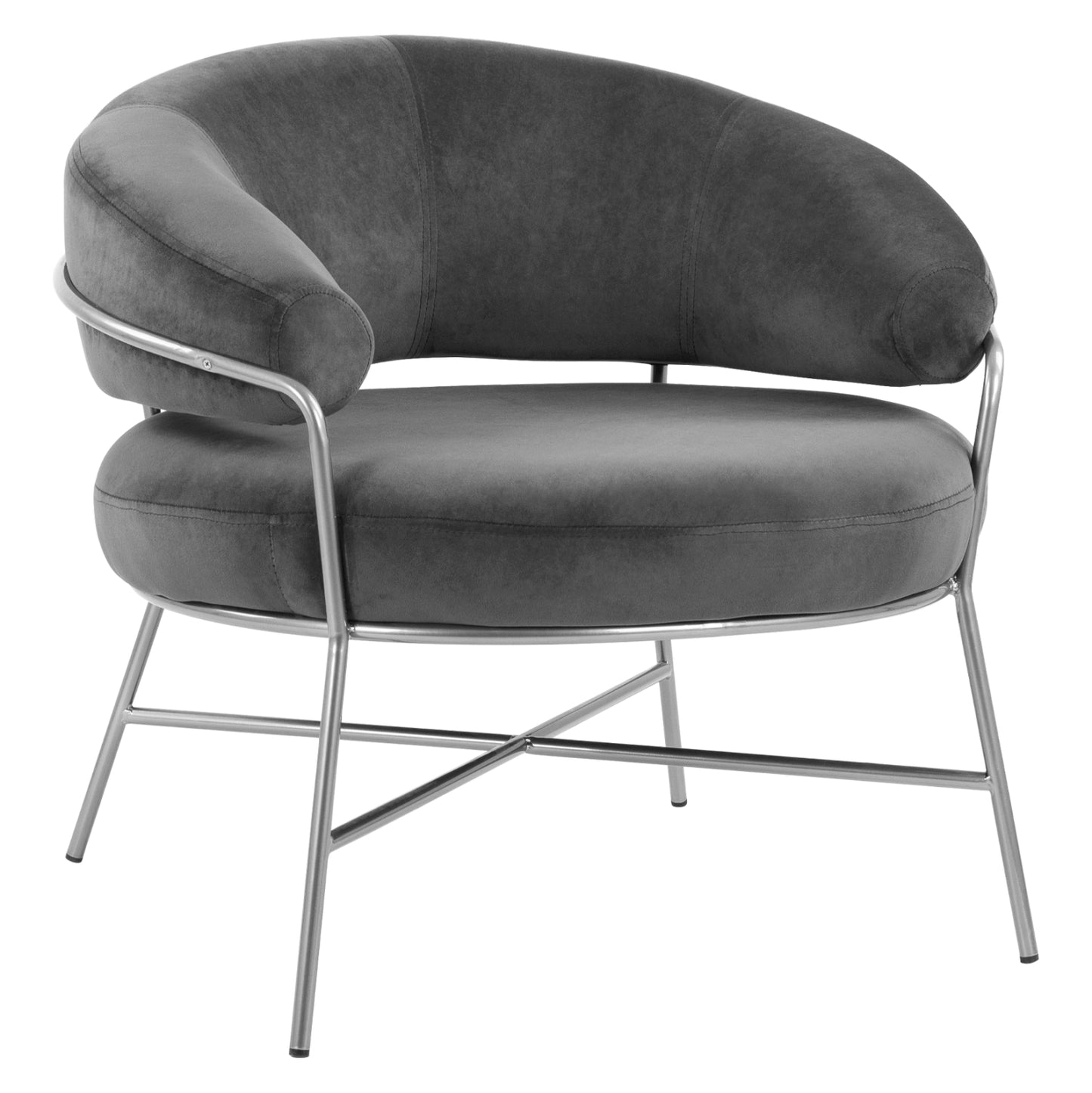 Armchair Trudi Hm8639.01 Grey Velvet With Silver Frame 83x75x76 Cm.
