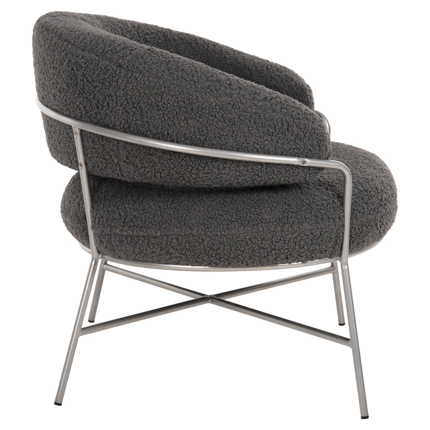 Armchair Trudi Hm8639.21 Grey Boucle Fabric And Silver Metal Frame 84x79x76hcm.