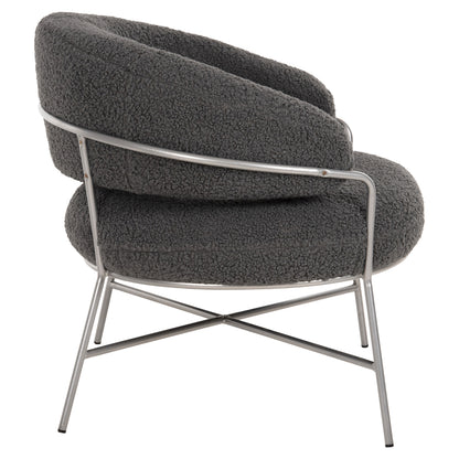 Armchair Trudi Hm8639.21 Grey Boucle Fabric And Silver Metal Frame 84x79x76hcm.