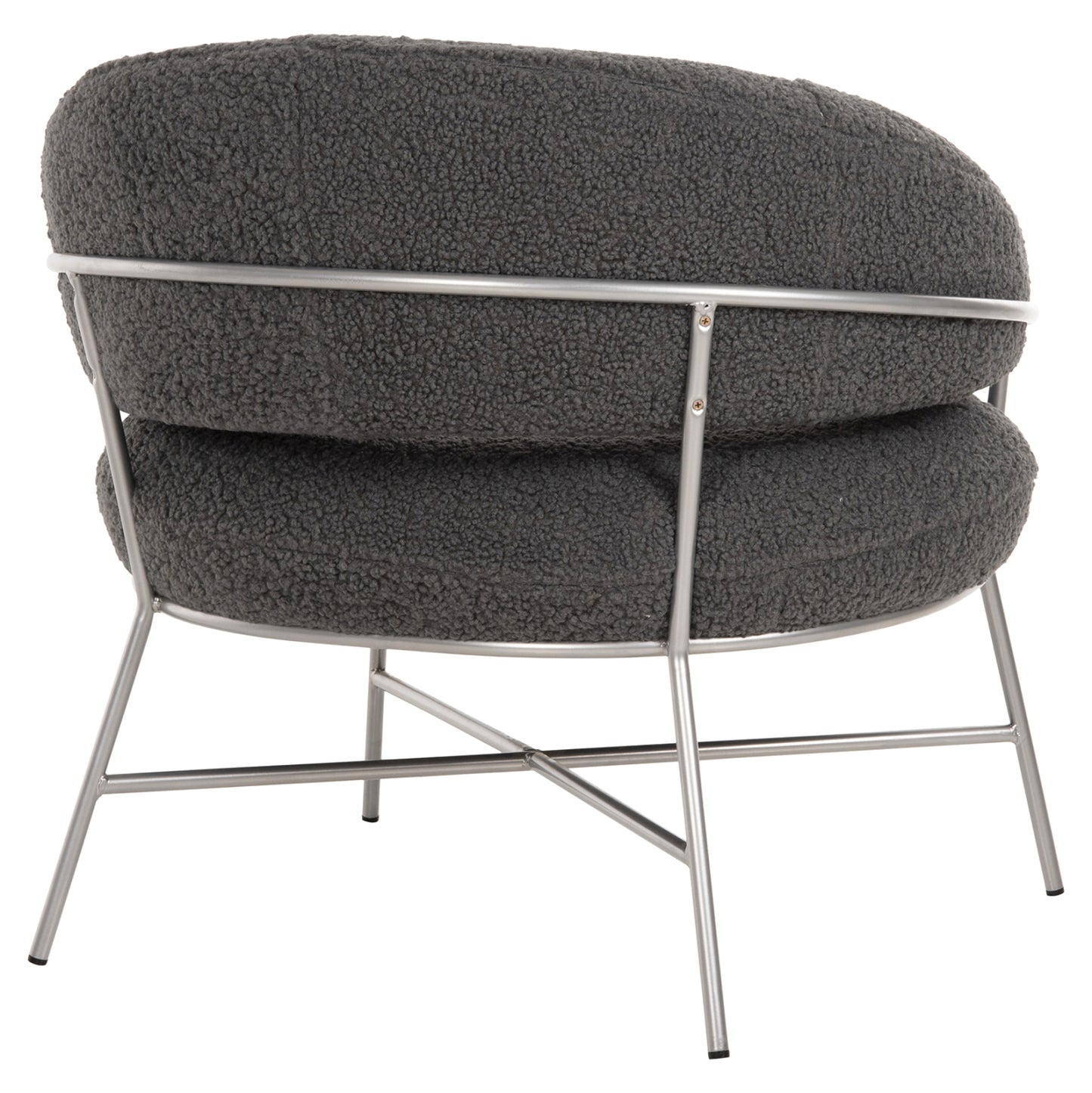 Armchair Trudi Hm8639.21 Grey Boucle Fabric And Silver Metal Frame 84x79x76hcm.