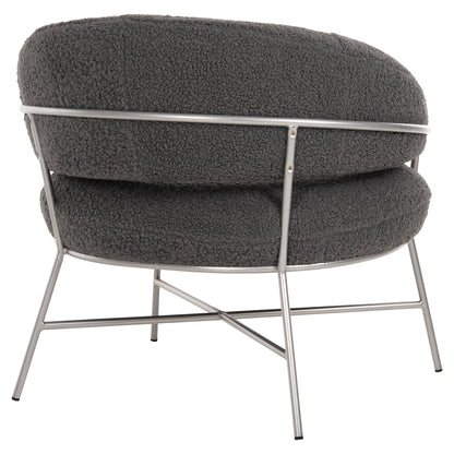 Armchair Trudi Hm8639.21 Grey Boucle Fabric And Silver Metal Frame 84x79x76hcm.