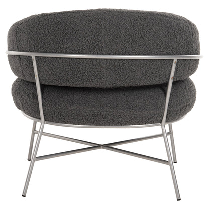Armchair Trudi Hm8639.21 Grey Boucle Fabric And Silver Metal Frame 84x79x76hcm.