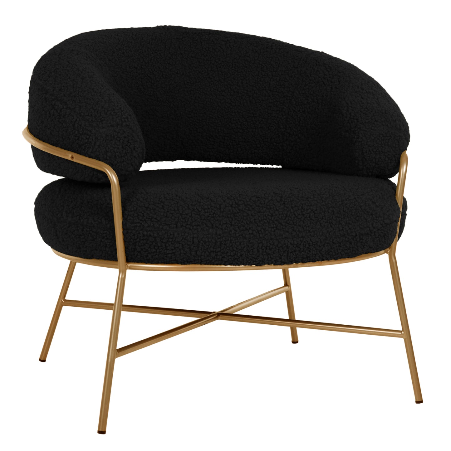 Armchair Trudi Hm8639.24 Black Boucle Fabric And Gold Metal Frame 84x79x76hcm.
