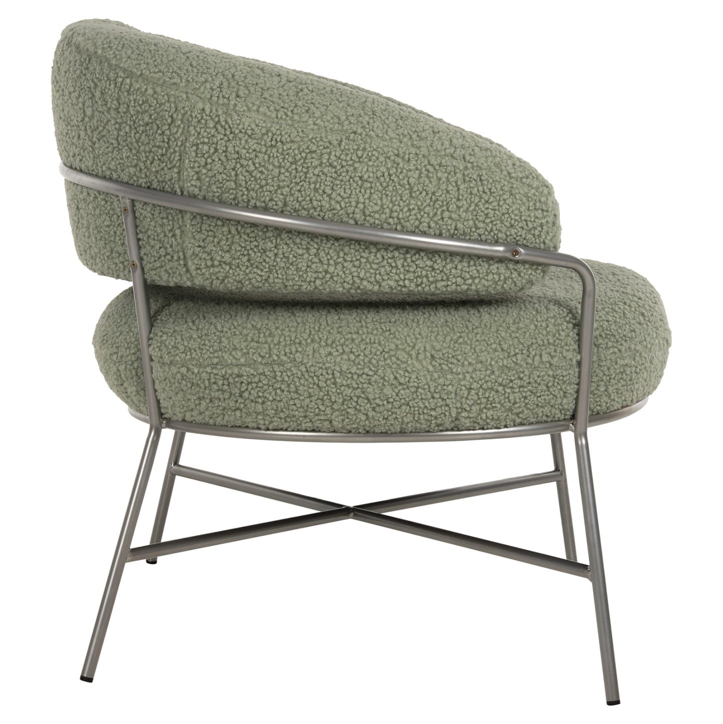 Armchair Trudi Hm8639.27 Pistachio Green Boucle Fabric And Silver Metal Frame 84x79x76hcm.