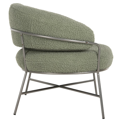Armchair Trudi Hm8639.27 Pistachio Green Boucle Fabric And Silver Metal Frame 84x79x76hcm.