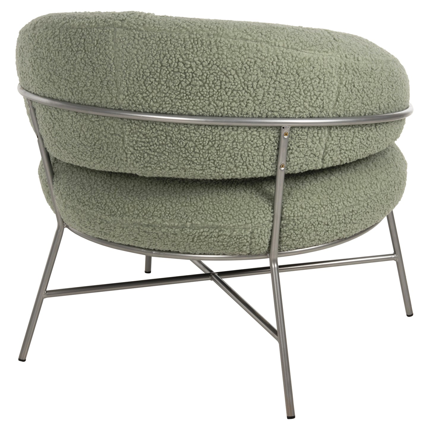 Armchair Trudi Hm8639.27 Pistachio Green Boucle Fabric And Silver Metal Frame 84x79x76hcm.