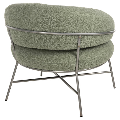 Armchair Trudi Hm8639.27 Pistachio Green Boucle Fabric And Silver Metal Frame 84x79x76hcm.