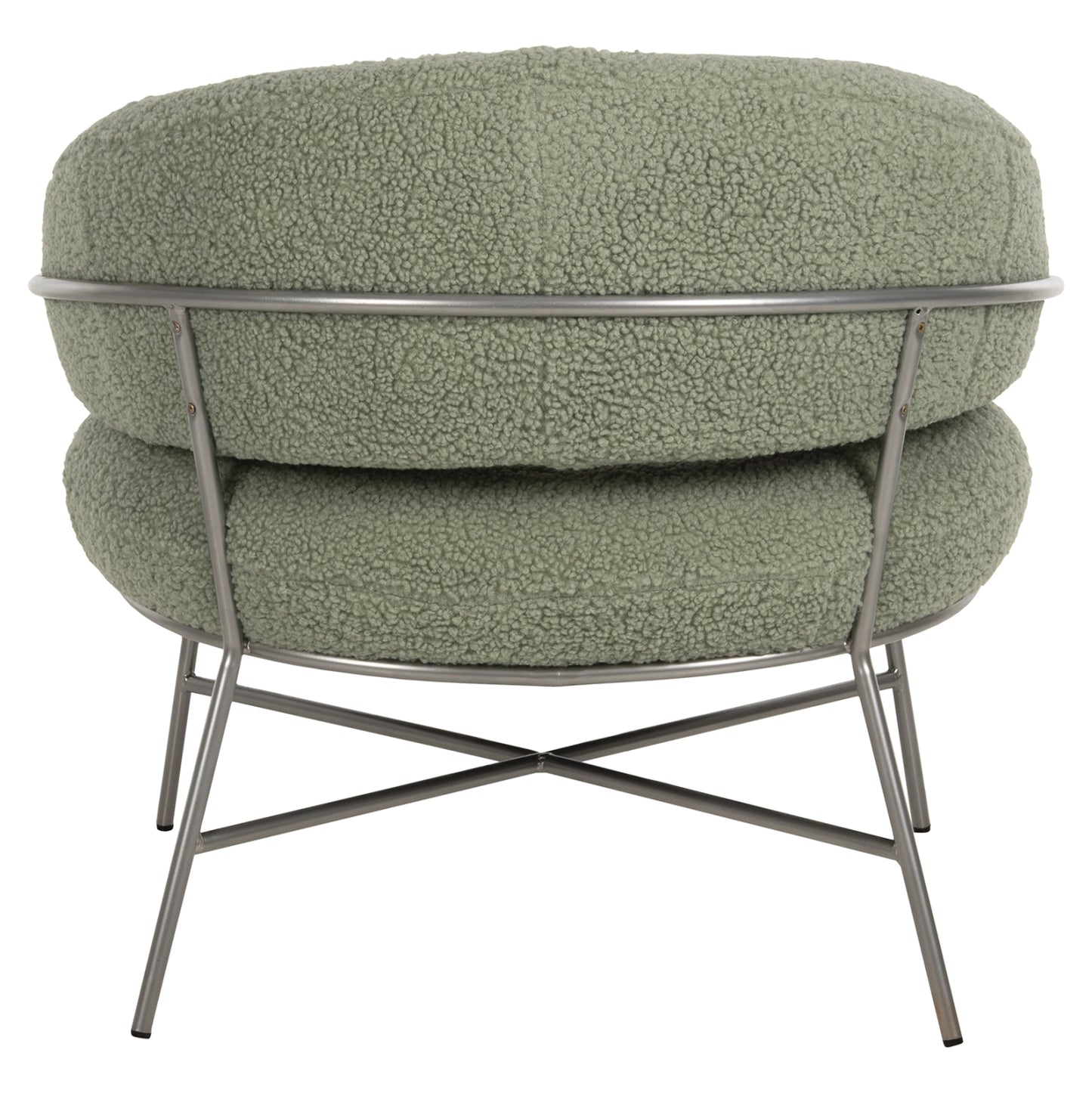 Armchair Trudi Hm8639.27 Pistachio Green Boucle Fabric And Silver Metal Frame 84x79x76hcm.