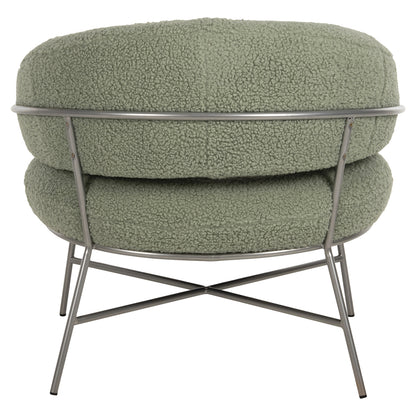 Armchair Trudi Hm8639.27 Pistachio Green Boucle Fabric And Silver Metal Frame 84x79x76hcm.