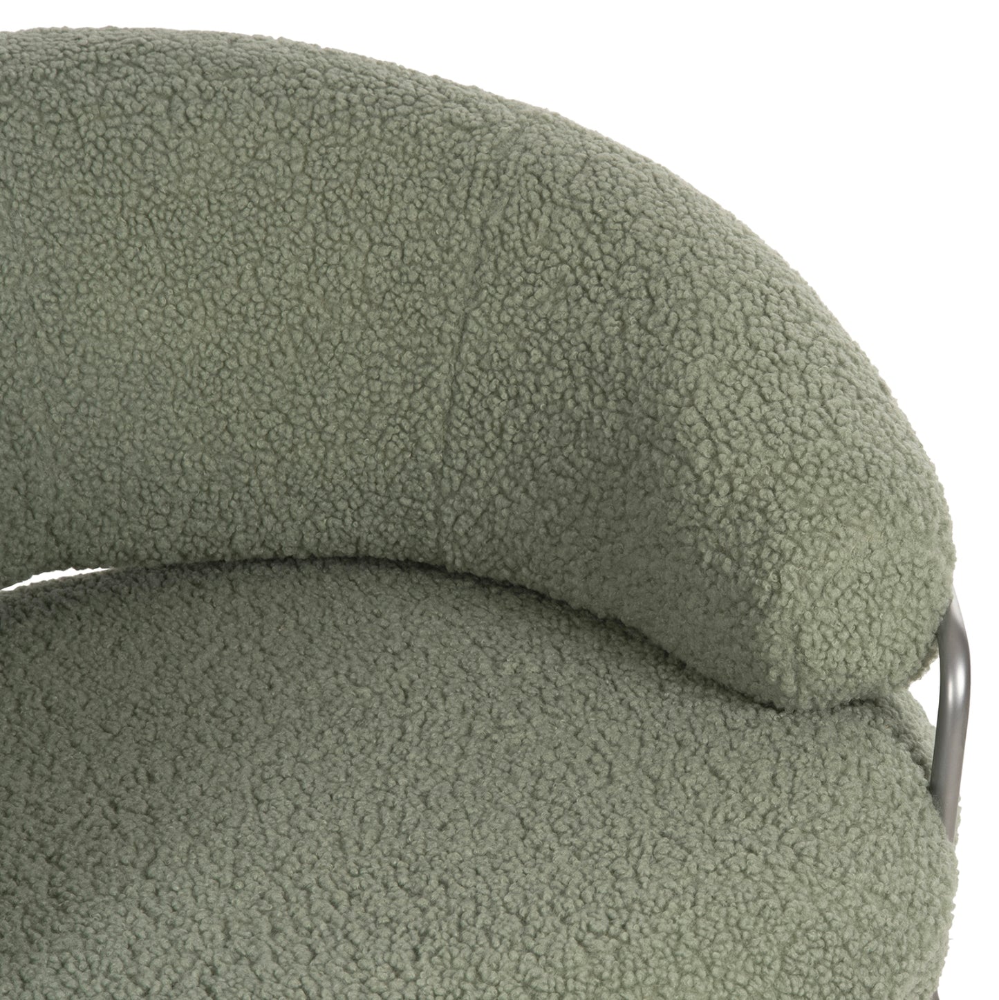 Armchair Trudi Hm8639.27 Pistachio Green Boucle Fabric And Silver Metal Frame 84x79x76hcm.