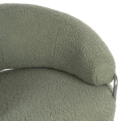 Armchair Trudi Hm8639.27 Pistachio Green Boucle Fabric And Silver Metal Frame 84x79x76hcm.