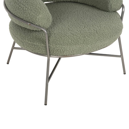 Armchair Trudi Hm8639.27 Pistachio Green Boucle Fabric And Silver Metal Frame 84x79x76hcm.