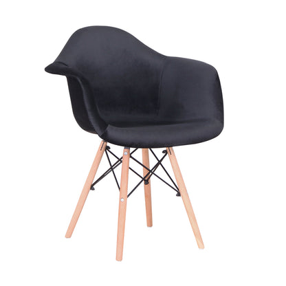 Armchair With Wooden Legs & Velvet Black Mirto Hm8720.04 62x62x80 Cm.