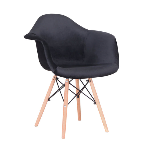 Armchair With Wooden Legs & Velvet Black Mirto Hm8720.04 62x62x80 Cm.