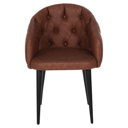 Armchair “loretta” Hm9271.53 In Tan Brown Pu Leather & Black Wooden Legs 53x60x82h Cm.