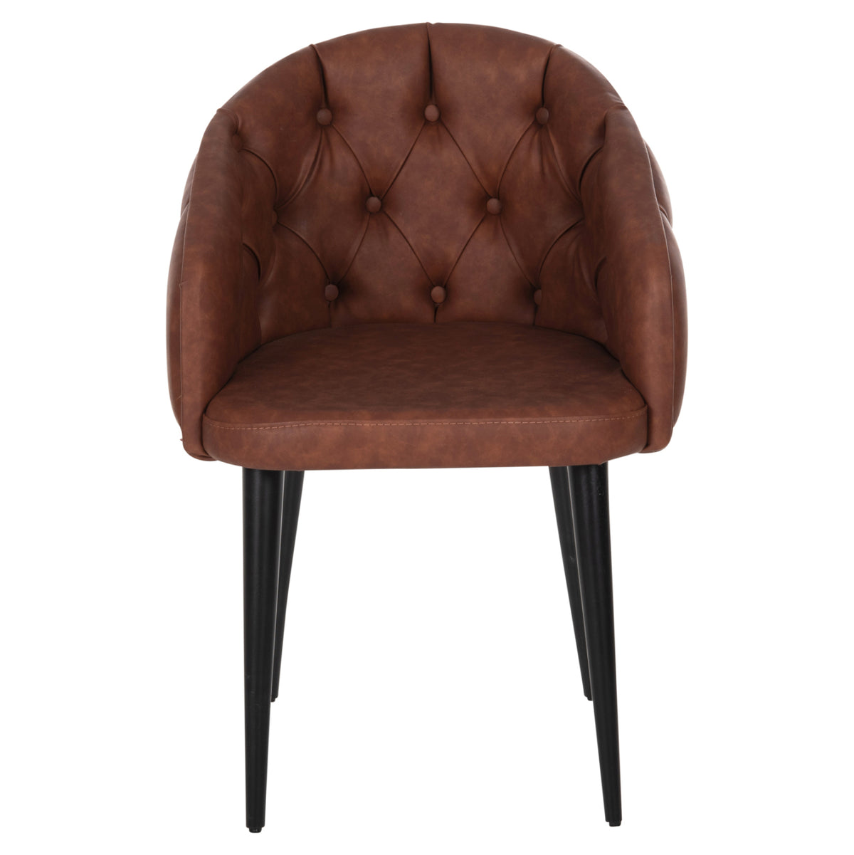 Armchair “loretta” Hm9271.53 In Tan Brown Pu Leather & Black Wooden Legs 53x60x82h Cm.