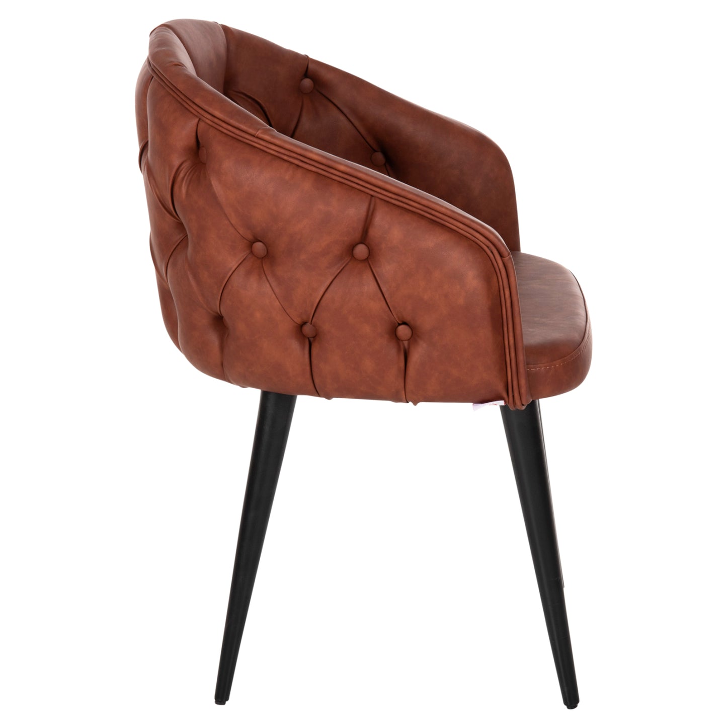 Armchair “loretta” Hm9271.53 In Tan Brown Pu Leather & Black Wooden Legs 53x60x82h Cm.
