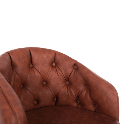 Armchair “loretta” Hm9271.53 In Tan Brown Pu Leather & Black Wooden Legs 53x60x82h Cm.
