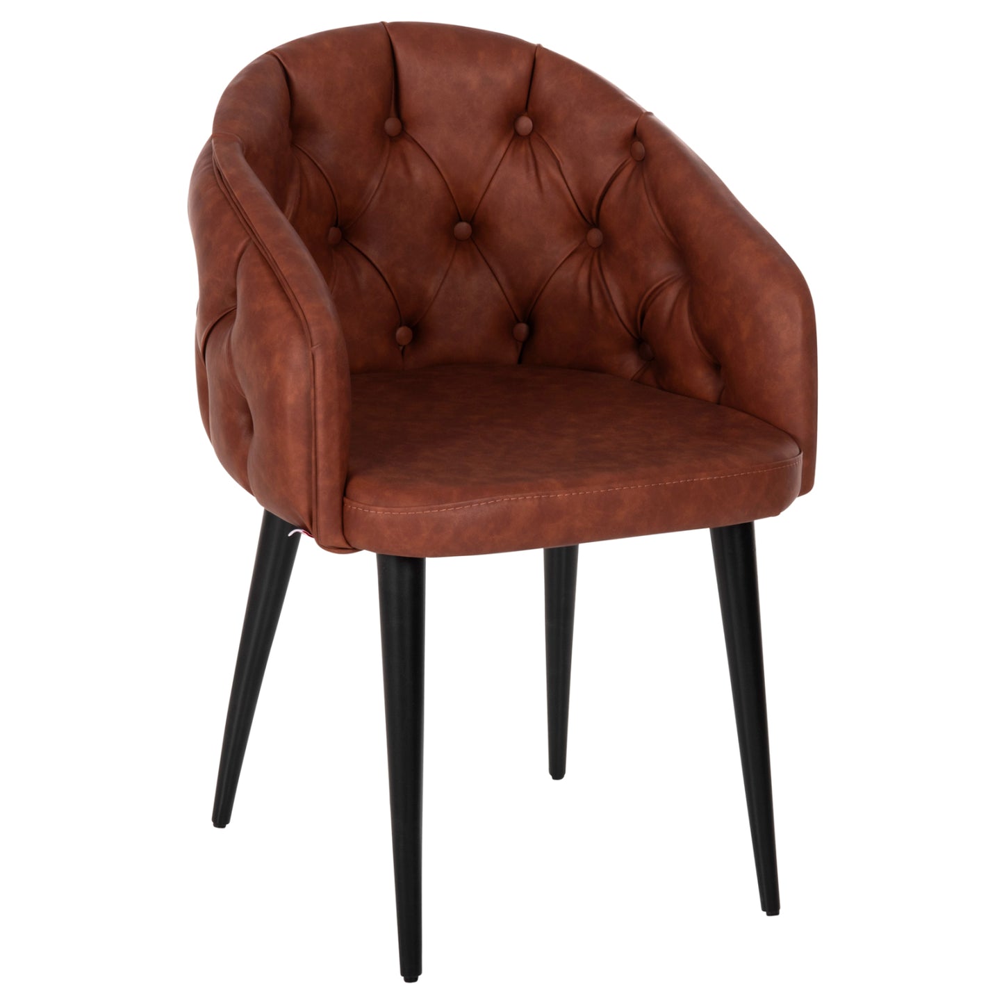 Armchair “loretta” Hm9271.53 In Tan Brown Pu Leather & Black Wooden Legs 53x60x82h Cm.