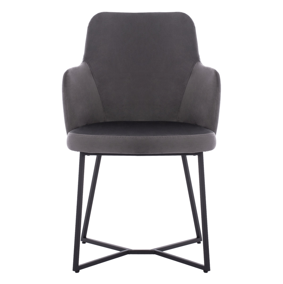 Armchair “triana” Hm9278.01 Grey Velvet With Black Metal Legs 57x62x87h Cm.