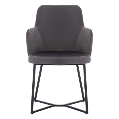 Armchair “triana” Hm9278.01 Grey Velvet With Black Metal Legs 57x62x87h Cm.