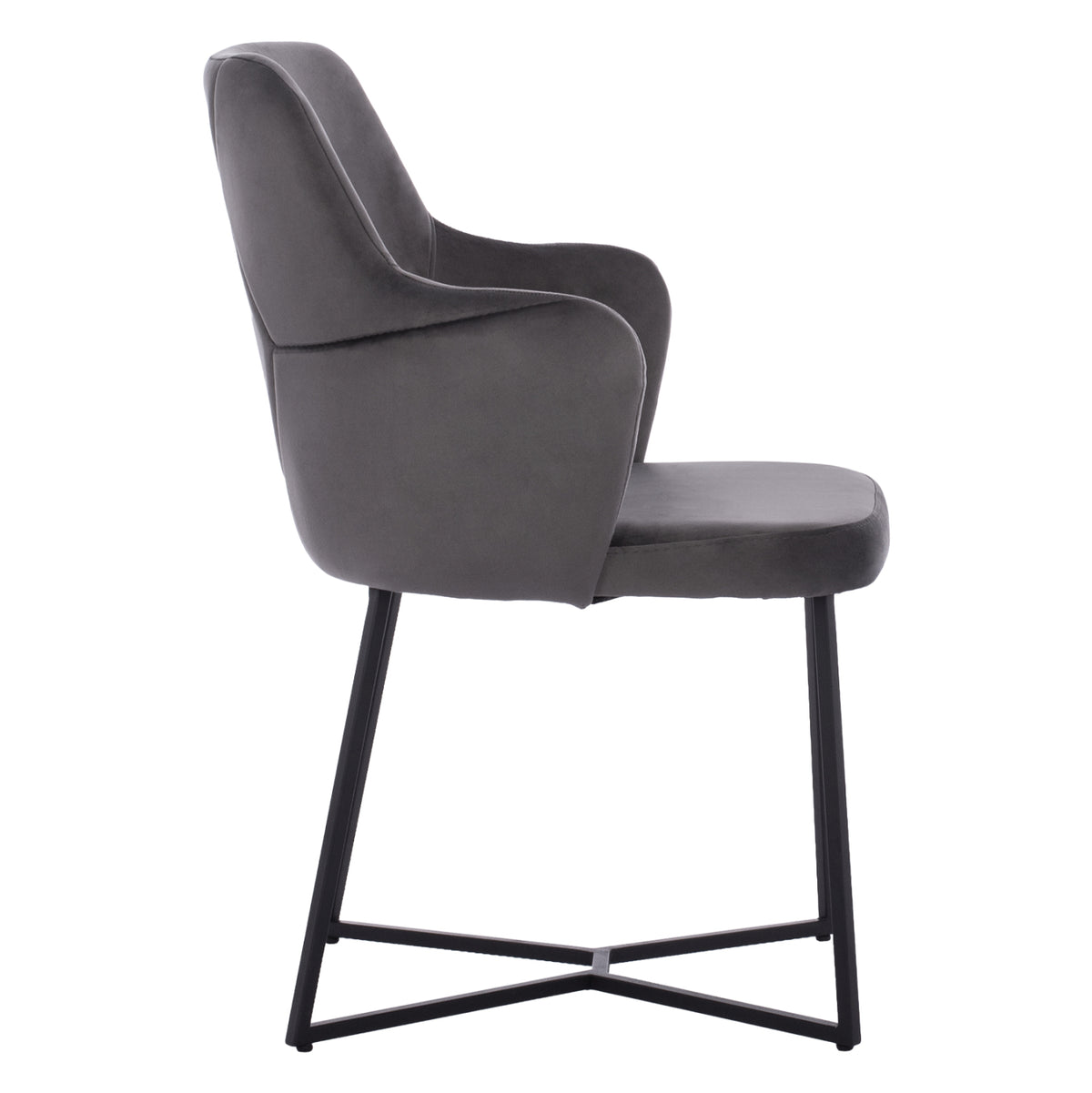Armchair “triana” Hm9278.01 Grey Velvet With Black Metal Legs 57x62x87h Cm.