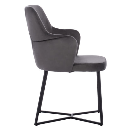 Armchair “triana” Hm9278.01 Grey Velvet With Black Metal Legs 57x62x87h Cm.
