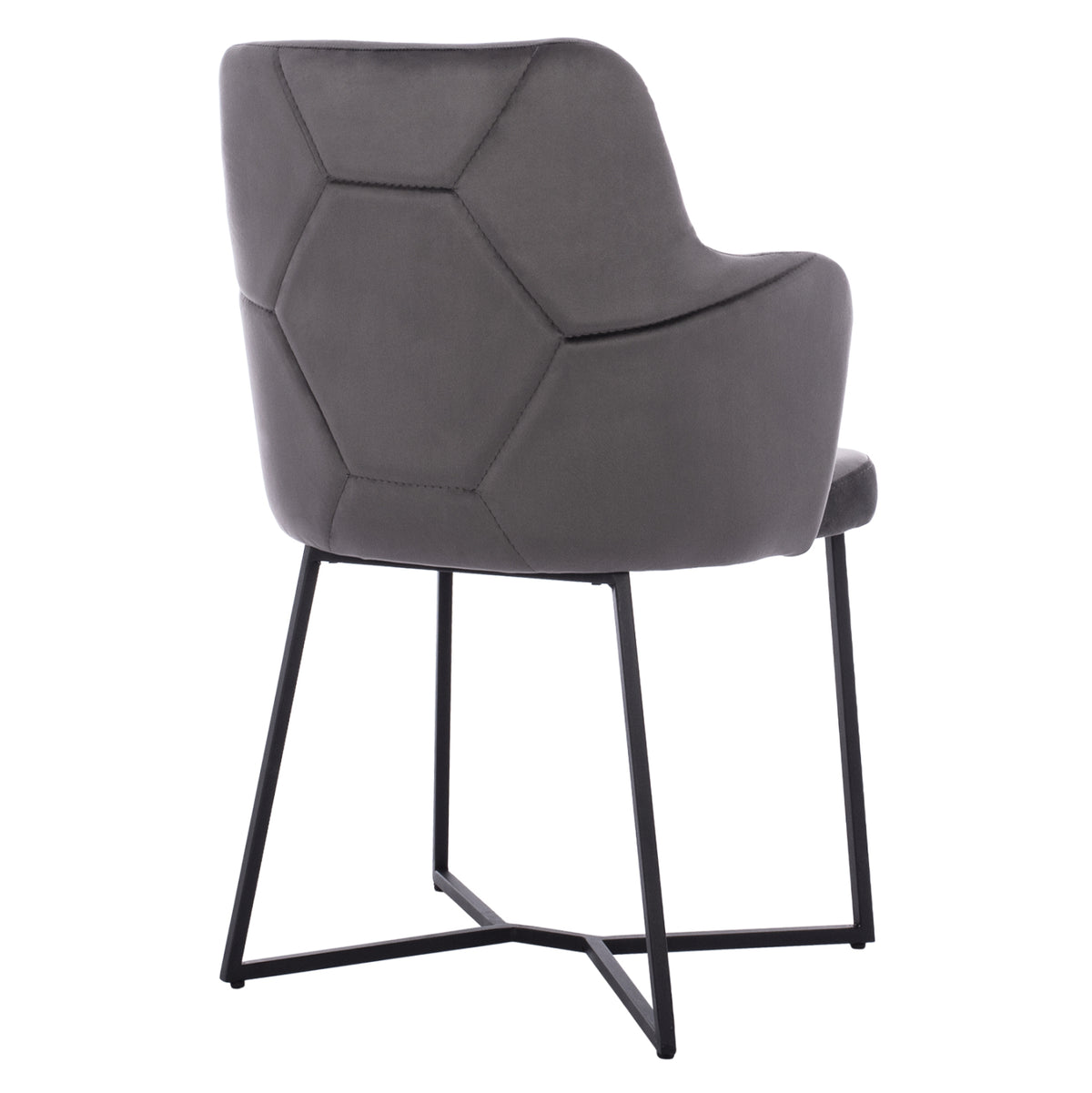 Armchair “triana” Hm9278.01 Grey Velvet With Black Metal Legs 57x62x87h Cm.