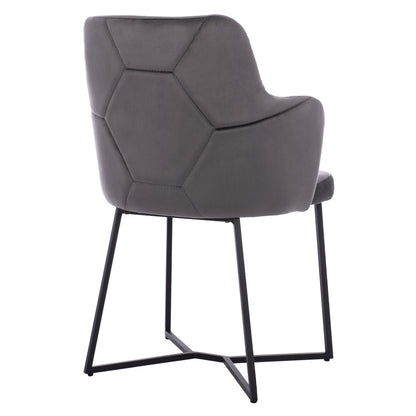 Armchair “triana” Hm9278.01 Grey Velvet With Black Metal Legs 57x62x87h Cm.