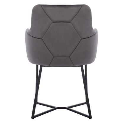 Armchair “triana” Hm9278.01 Grey Velvet With Black Metal Legs 57x62x87h Cm.