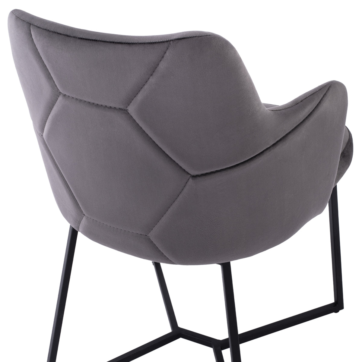 Armchair “triana” Hm9278.01 Grey Velvet With Black Metal Legs 57x62x87h Cm.