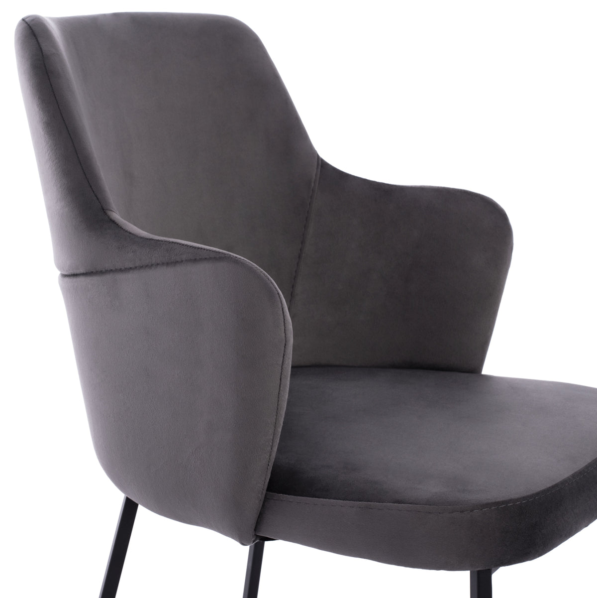 Armchair “triana” Hm9278.01 Grey Velvet With Black Metal Legs 57x62x87h Cm.