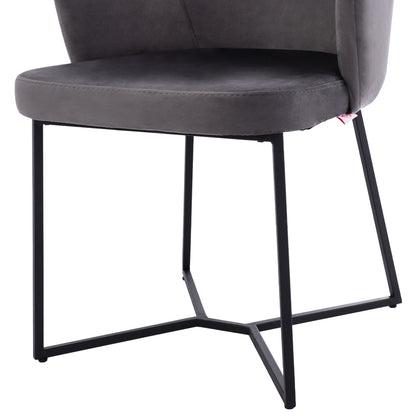 Armchair “triana” Hm9278.01 Grey Velvet With Black Metal Legs 57x62x87h Cm.