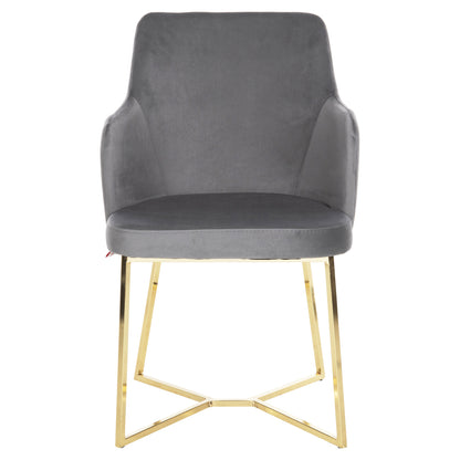 Armchair Triana Hm9278.11 Grey Velvet With Gold Metal Legs 54,5x60,5x85,5hcm.