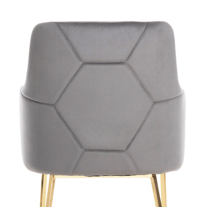 Armchair Triana Hm9278.11 Grey Velvet With Gold Metal Legs 54,5x60,5x85,5hcm.
