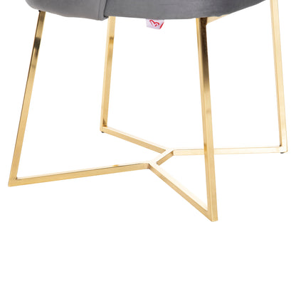 Armchair Triana Hm9278.11 Grey Velvet With Gold Metal Legs 54,5x60,5x85,5hcm.