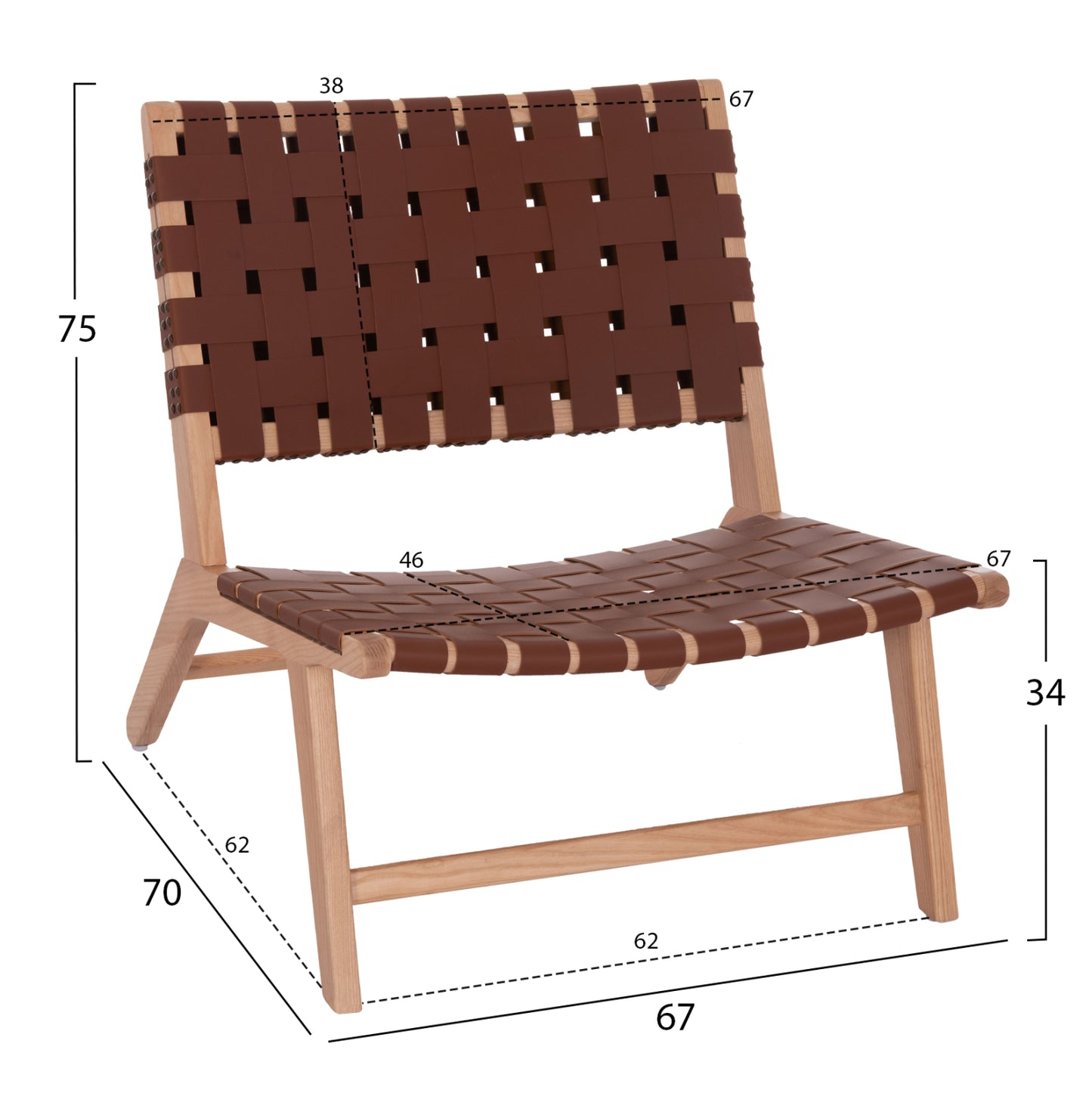 Hm9326.01 Armchair Felipe Toon Wood Pu Knitted 67x70x75h