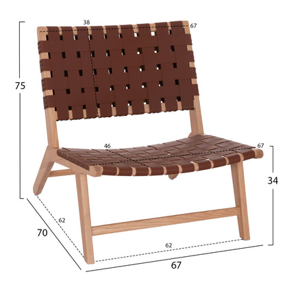 Hm9326.01 Armchair Felipe Toon Wood Pu Knitted 67x70x75h