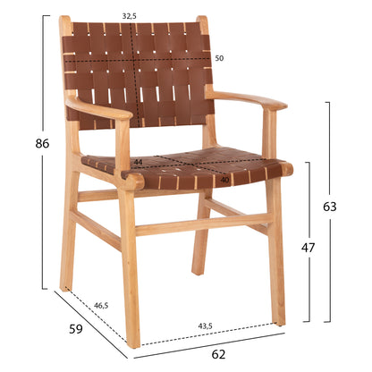 Armchair Felipe Hm9328.01 Toon Wood Pu Leather Brown 62x59x86hcm.