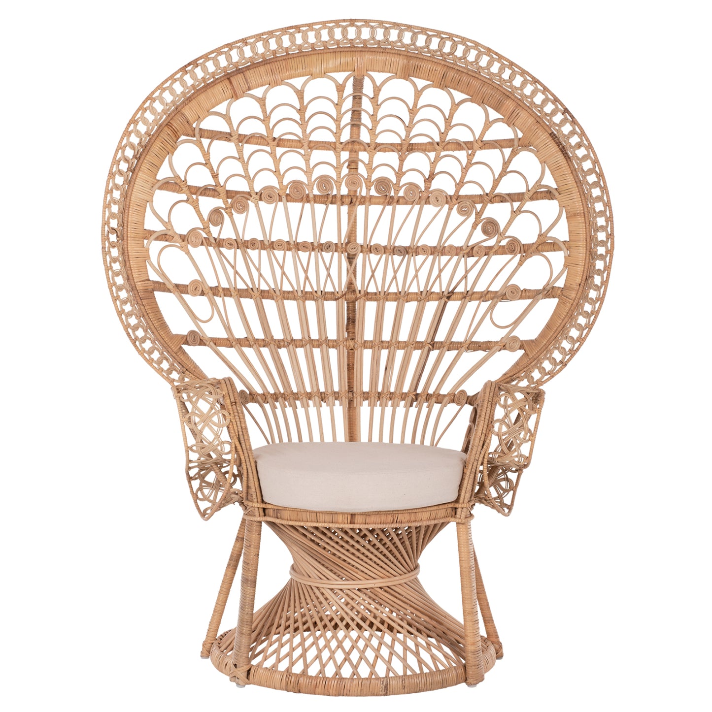 Armchair Royal Peacock Hm9342 Rattan In Natural- Cushion Beige 114x72x150hcm.