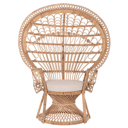 Armchair Royal Peacock Hm9342 Rattan In Natural- Cushion Beige 114x72x150hcm.