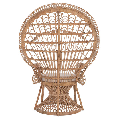 Armchair Royal Peacock Hm9342 Rattan In Natural- Cushion Beige 114x72x150hcm.
