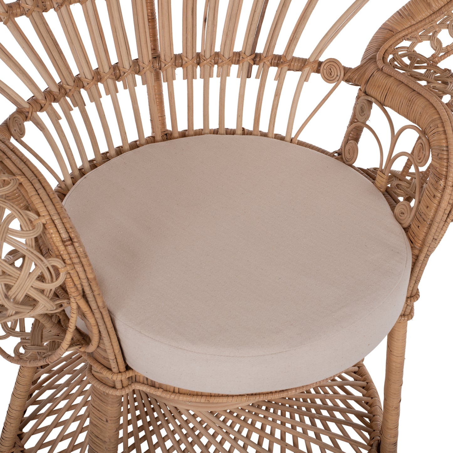 Armchair Royal Peacock Hm9342 Rattan In Natural- Cushion Beige 114x72x150hcm.
