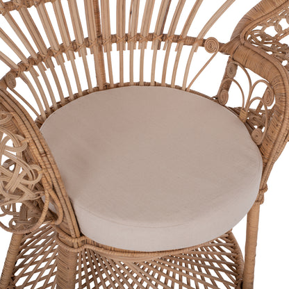Armchair Royal Peacock Hm9342 Rattan In Natural- Cushion Beige 114x72x150hcm.