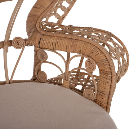 Armchair Royal Peacock Hm9342 Rattan In Natural- Cushion Beige 114x72x150hcm.