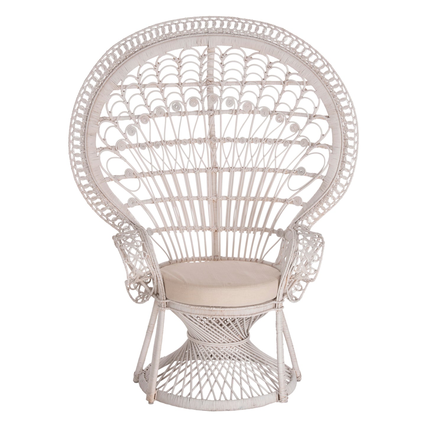 Armchair Royal Peacock Hm9342.02 Rattan In White- Cushion White 114x72x150hcm.