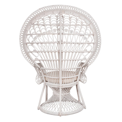 Armchair Royal Peacock Hm9342.02 Rattan In White- Cushion White 114x72x150hcm.